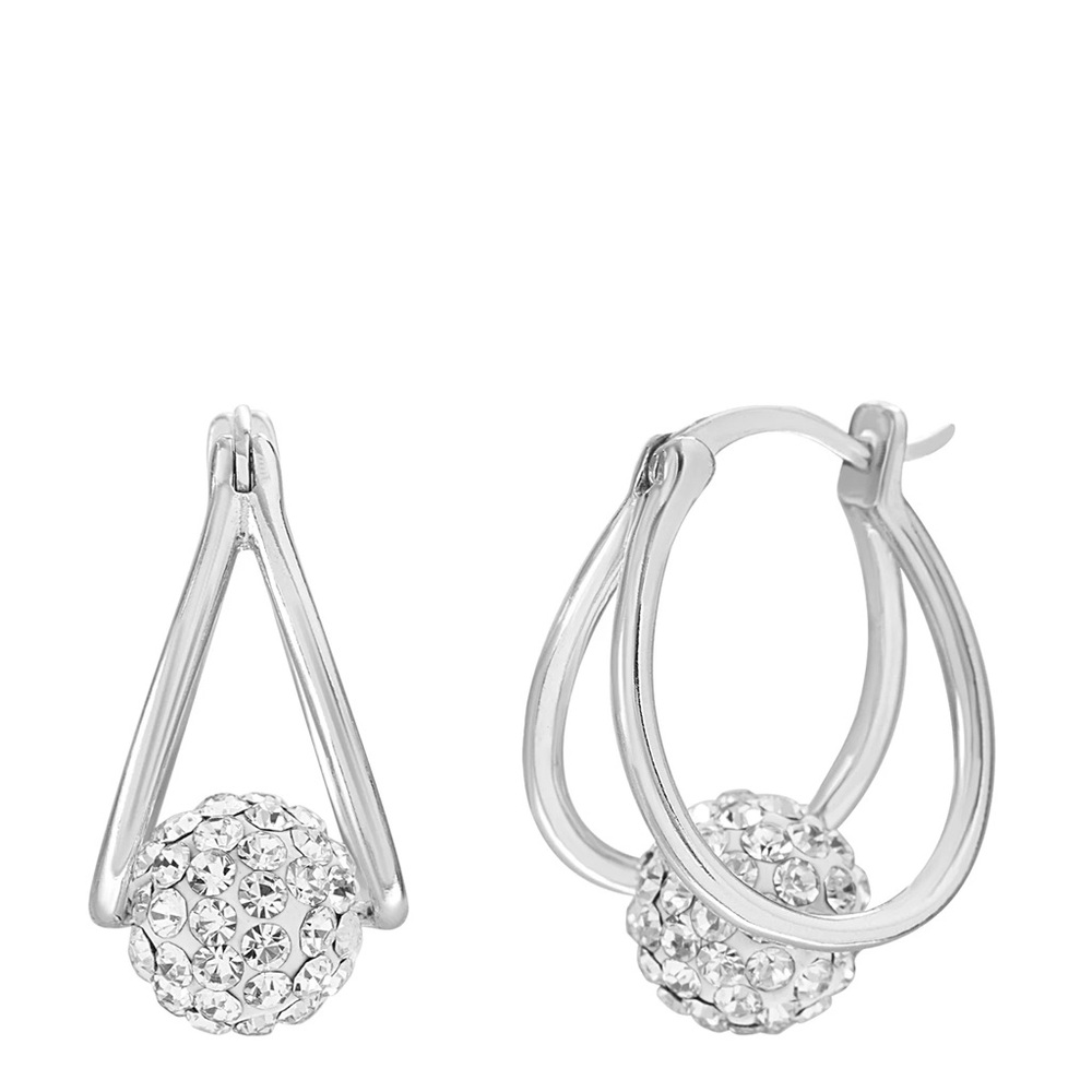 Elegant Silver Hoop Earrings with Cubic Zirconia